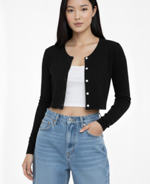 Cropped Button-Up Cardigan