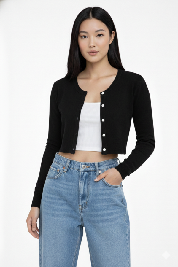 Cropped Button-Up Cardigan