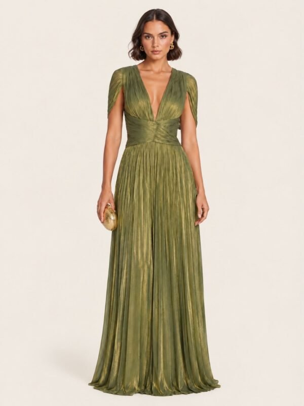 Draped Plunge Maxi Dress