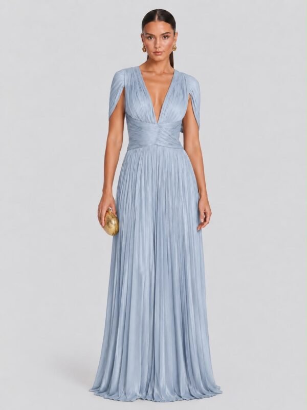 Draped Plunge Maxi Dress