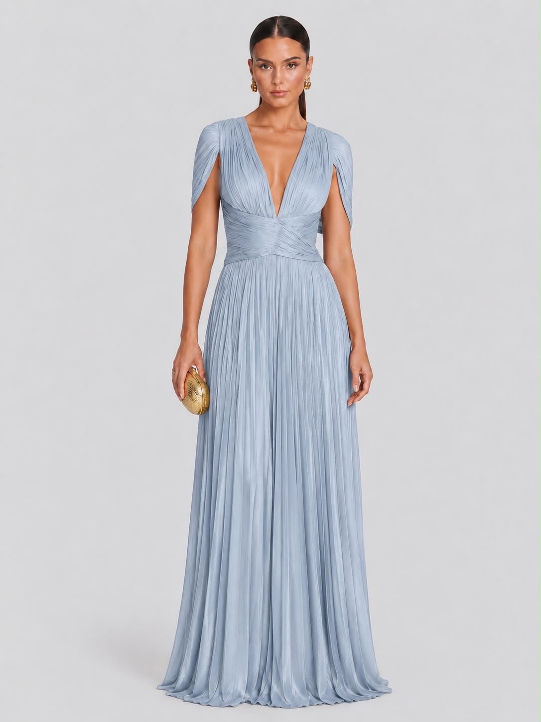 Draped Plunge Maxi Dress