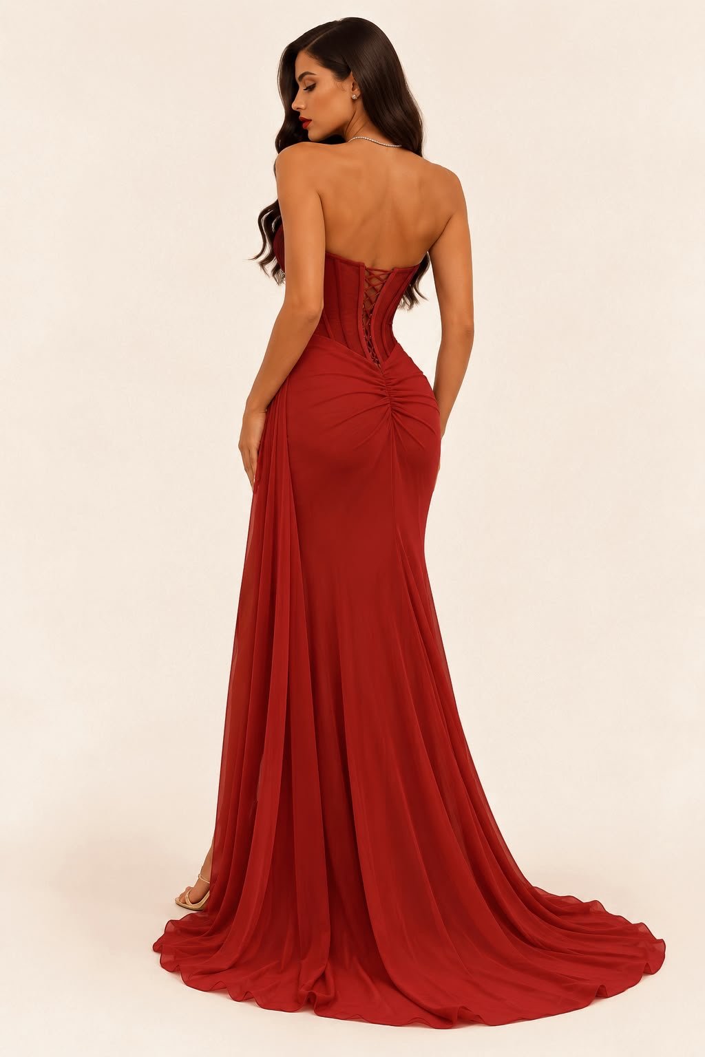 Draped Corset Slit Dress - Image 2